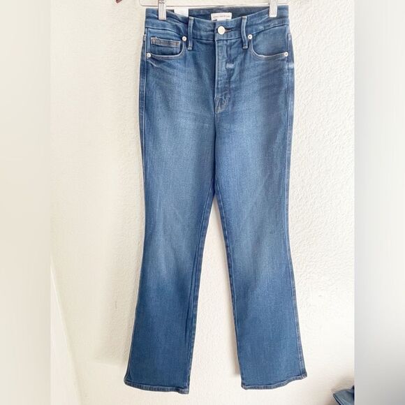 Good American Good Flare High Rise Jeans Dark Wash Wide Leg 70s Size 2 / 26 NWT - Picture 2 of 9